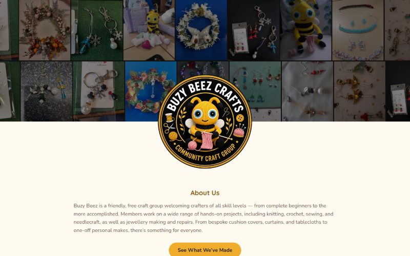 Screenshot of the Buzy Beez Crafts website
